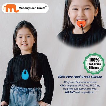 MaberryTech Chew Necklace for Sensory Kids & Adults, 4 Pcs BPA-Free Silicone Toys, Colorful Chewy Fidget for ADHD/Autism/SPD/Anxiety