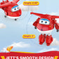 Super Wings Toys, Jett Transformer Toys 5 Inch, Airplane Toy For Kids 3-5 Years Old, Transforming From Toy Jet To Robot, Real Mobile Wheels, Birthday Party Supplies For Preschool Boys And Girls Red