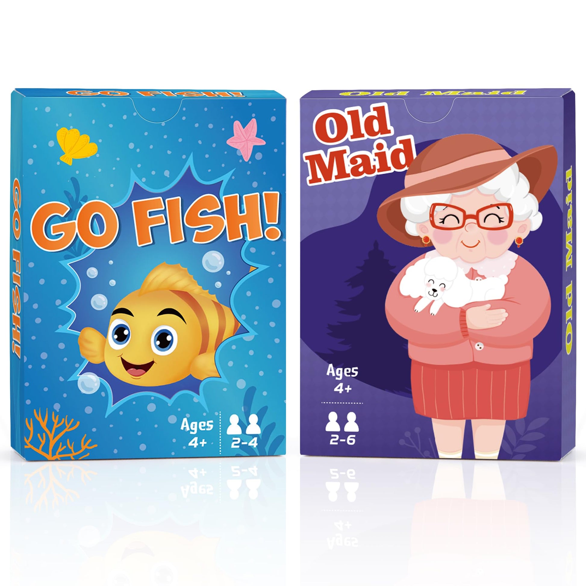 Card Games,Go Fish And Old Maid Card Game For Kids Ages 4-8,Fun Classic Interactive Games For Kids Toddlers Adults,Perfect For S