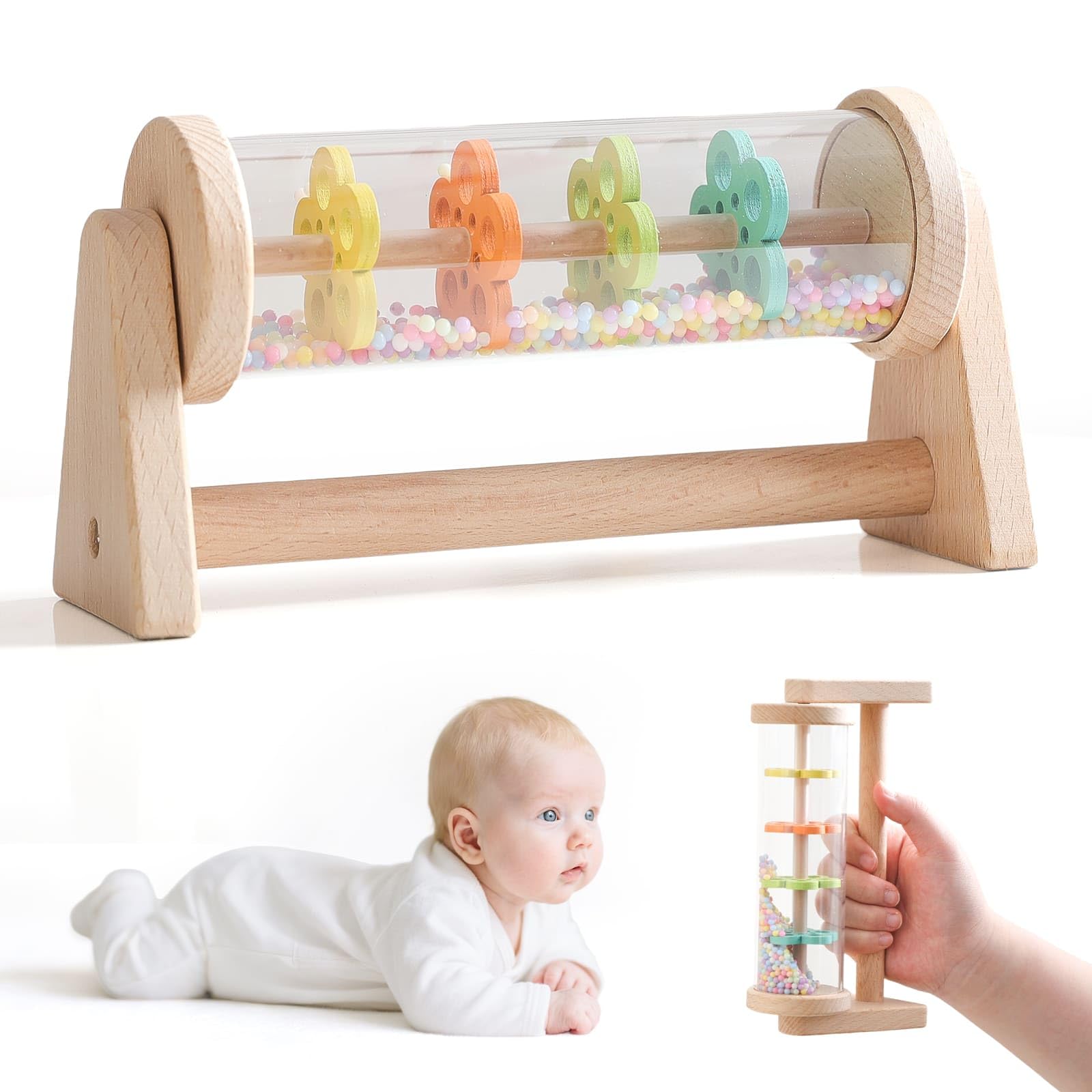 IEATFO Rain Stick Toy with Stand - Sensory Sound Training Tool for Kids, Tummy Time Musical Instrument for Infant Development | 