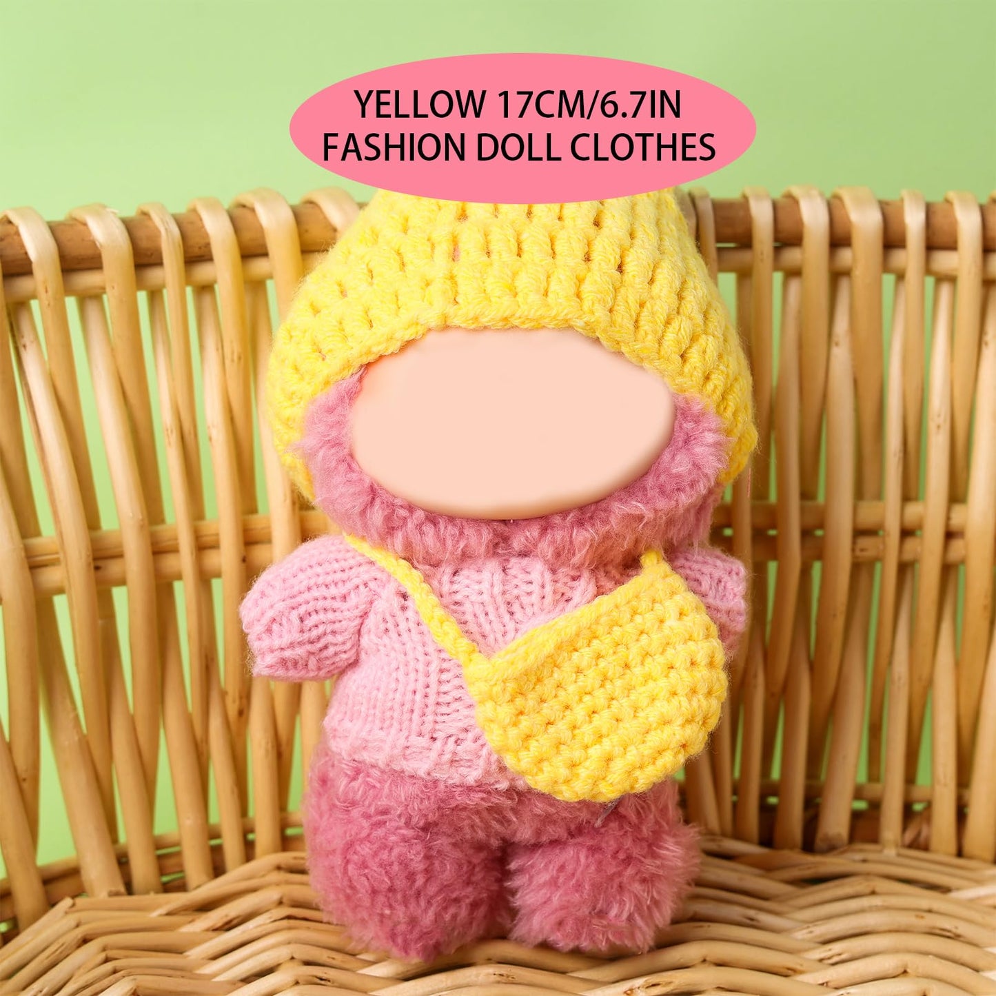 17cm Clothes Set(NO Doll)  Cute Hat & Unique Sweater Dress-up Set  Handmade Clothing Designed for 17cm Doll.(Sweater(Yellow))