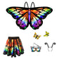 Jackcell Butterfly Wings Costumes for Girls - Double Sided Butterfly Cape Halloween Costume with Fairy Skirt for kids, Fairy Win