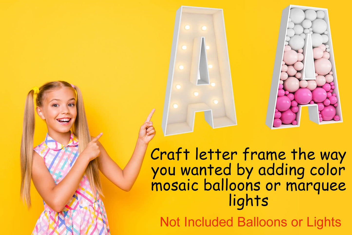 3Ft Tall Mosaic Balloon Frame Letters Big Marquee Light Up Letters Diy Kit For Birthday Party Wedding Backdrop Decor Letter Y Pr