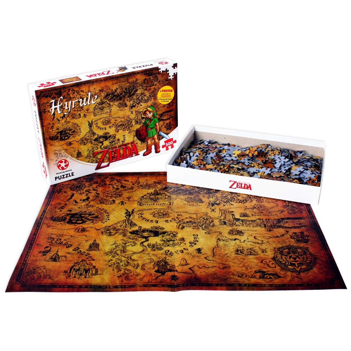 Winning Moves Legend of Zelda 500 Piece Jigsaw Puzzle, Multicolor Cardboard, Model 29490, Perfect Gift for Ages 10+