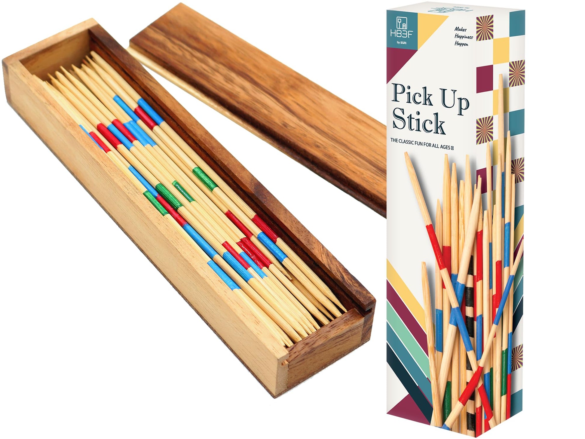 BSIRI Mikado Wooden Pick Up Sticks Classic Kids Board Game for mature-themeds and Teens in Family and Children Board Games for Kids 7 and Brain Teasers of Mathematics Fun Table Games