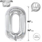 Silver Number Balloon 40 Inch, 0 Number Balloons, 10 20 30 40 50 Numbers Balloon Birthday Decorations, Silver Party Supplies For