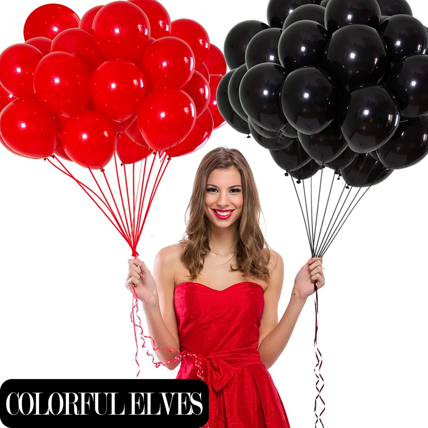 Colorful Elves 12 Inch 100 Pcs Metallic Chrome Black Balloons Latex Helium Shiny Thicken Balloons Party Decoration