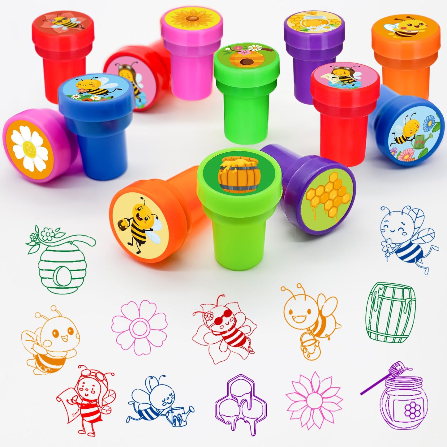 Cinrobiye 24 PCS Bee Stampers for Kids