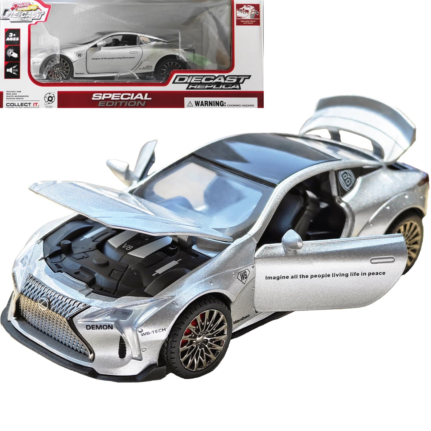 ERBADIHAGO Toy Cars LC500 Model Car 1:32 Diecast Collect Car Toy with Light and Sound Diecast Metal Collectible Model Cars for 3