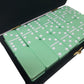 Domino Double 6 Pastel Mint Green Jumbo Tournament Professional Size In Elegant Black Velvet Case.