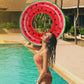 Jasonwell Inflatable Pool Floats - 3 Pack Fruit Swim Rings, Multicolor Vinyl Floaties for Kids & Adults, Ideal for Pool & Beach Fun