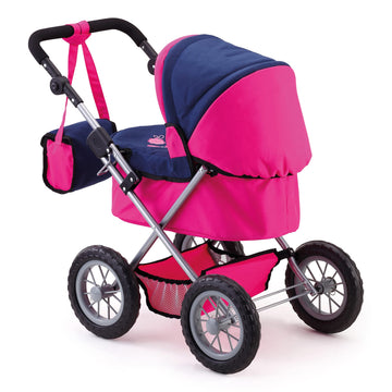 Bayer Design Dolls: Trendy Pram - Blue, Hot Pink, Butterfly - Includes Shoulder Bag, Fits Dolls Up To 18'', Adjustable Handle, K
