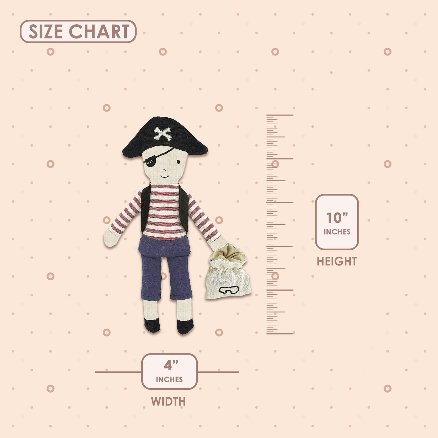 MON AMI Tooth Mate Pirate Fairy Doll with Tooth Bag 10   Plush Pirate Doll for First Loose Tooth for Boys & Girls