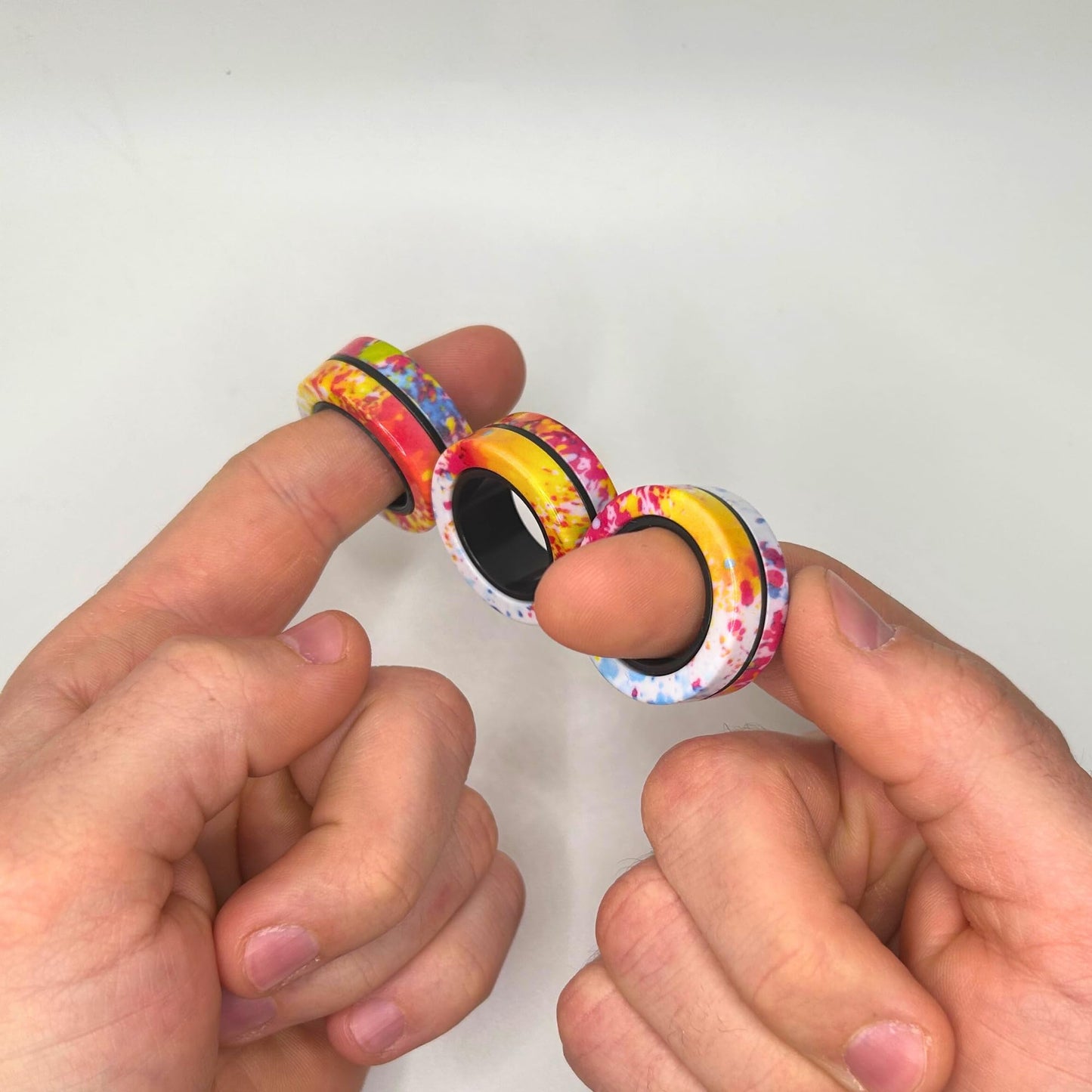 Four Brothers Colorful Magnetic Rings Fidget Toy Set For Stress Relief And Focus, Ideal For Adhd And Anxiety (Groovy Meadow) - 3