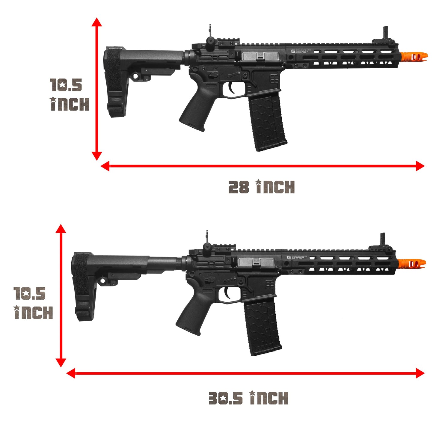 Emerbu Modified Gel Splatter Blaster Slr - V2 Gearbox With Metal Gearset - 11.1V High Power - Semi & Full Automatic Modes - High