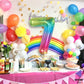 KatchOn, Giant Jelly Number 7 Balloon - 40 Inch | Multicolor Rainbow 7 Balloon Number Birthday Decorations | Rainbow 7 Balloons