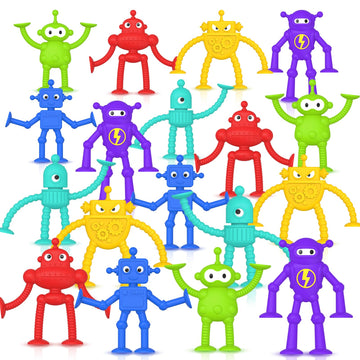 Baby Suction Toy Bath Toys: 18Pcs Robot Bath Toys For Toddlers, No Hole Bath Toy For Boys Girls Travel Toy Gift, Window Sensory Toys For Fun & Creativity, Suitable For Classroom Prizes, Party Favors