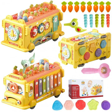 Magicwand Intelectual Montessori Musical Carrot Harvest,Fishing Shape Sorter Educational School BusWith 11 Functions With Displa