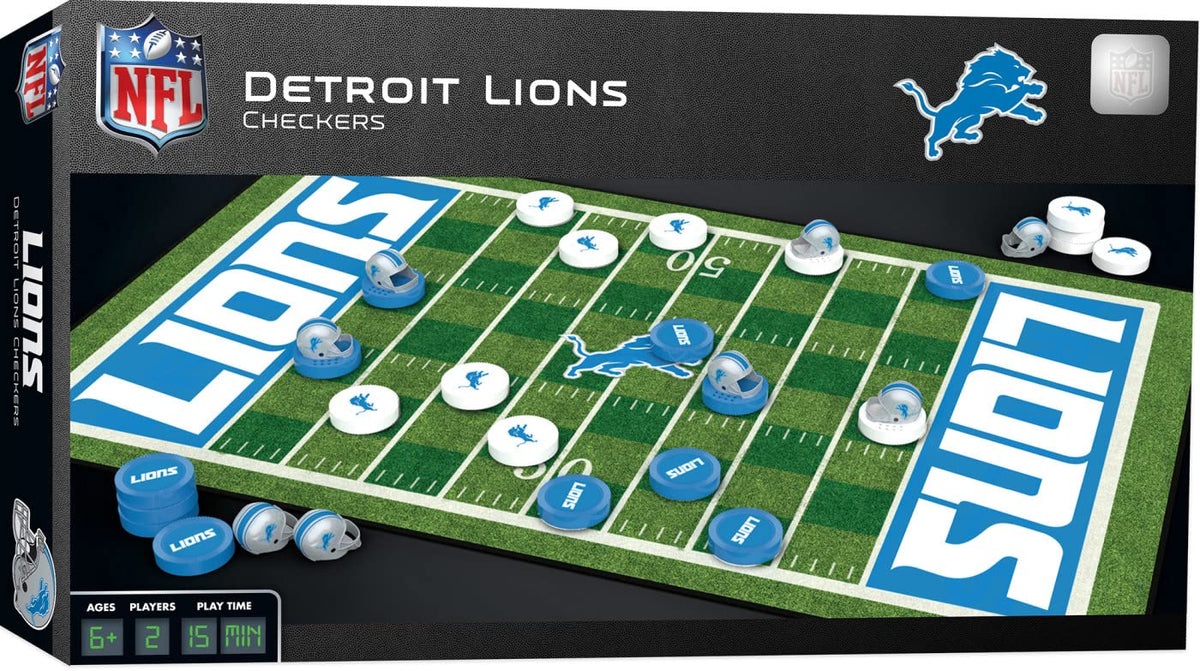 MasterPieces Nfl Detroit Lions Checkers Board Game Set, For 2 Players, Ages 6+