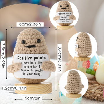 Grevosea Mini Funny Knitted Potato, 3 Inch Potato Doll Crochet With Base Cute Wool Funny Knitted Doll With Active Card Cheer Up For Christmas Birthday Friends Party Decoration Encouragement