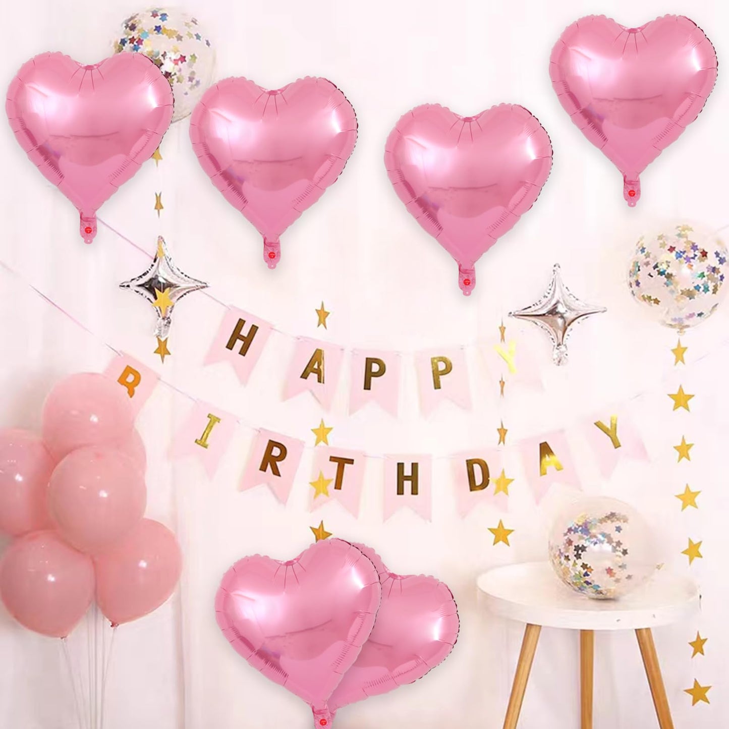 30 Pcs Pink Heart Balloons 18 Inch Foil Heart Shaped Balloons Helium Mylar Balloons Foil Balloon For Women Kids Valentines Day D