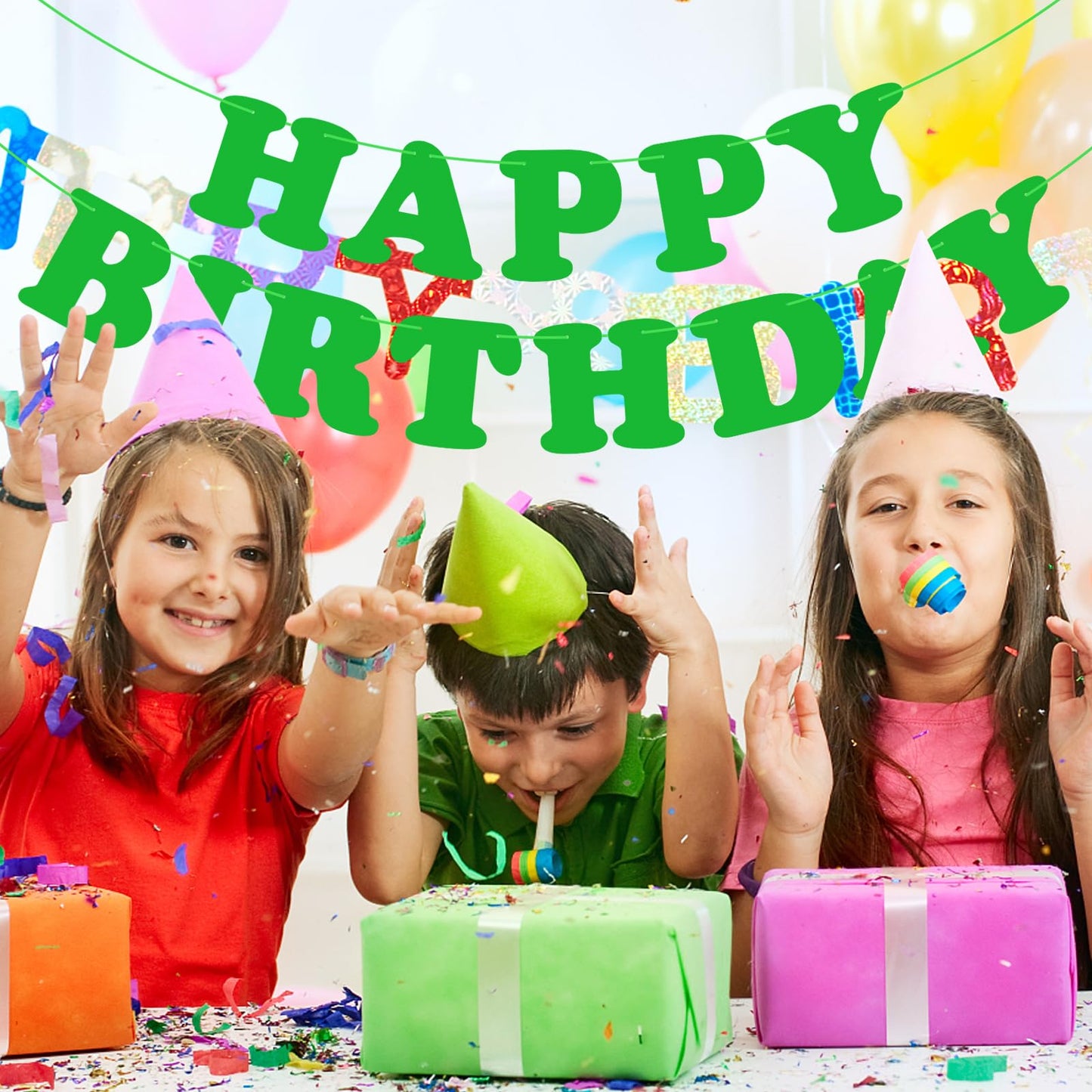 Green Happy Birthday Banner Sign Happy Birthday Bunting Banner Flag Garland For Kids Boys Baby Birthday Party Decorations Supplies