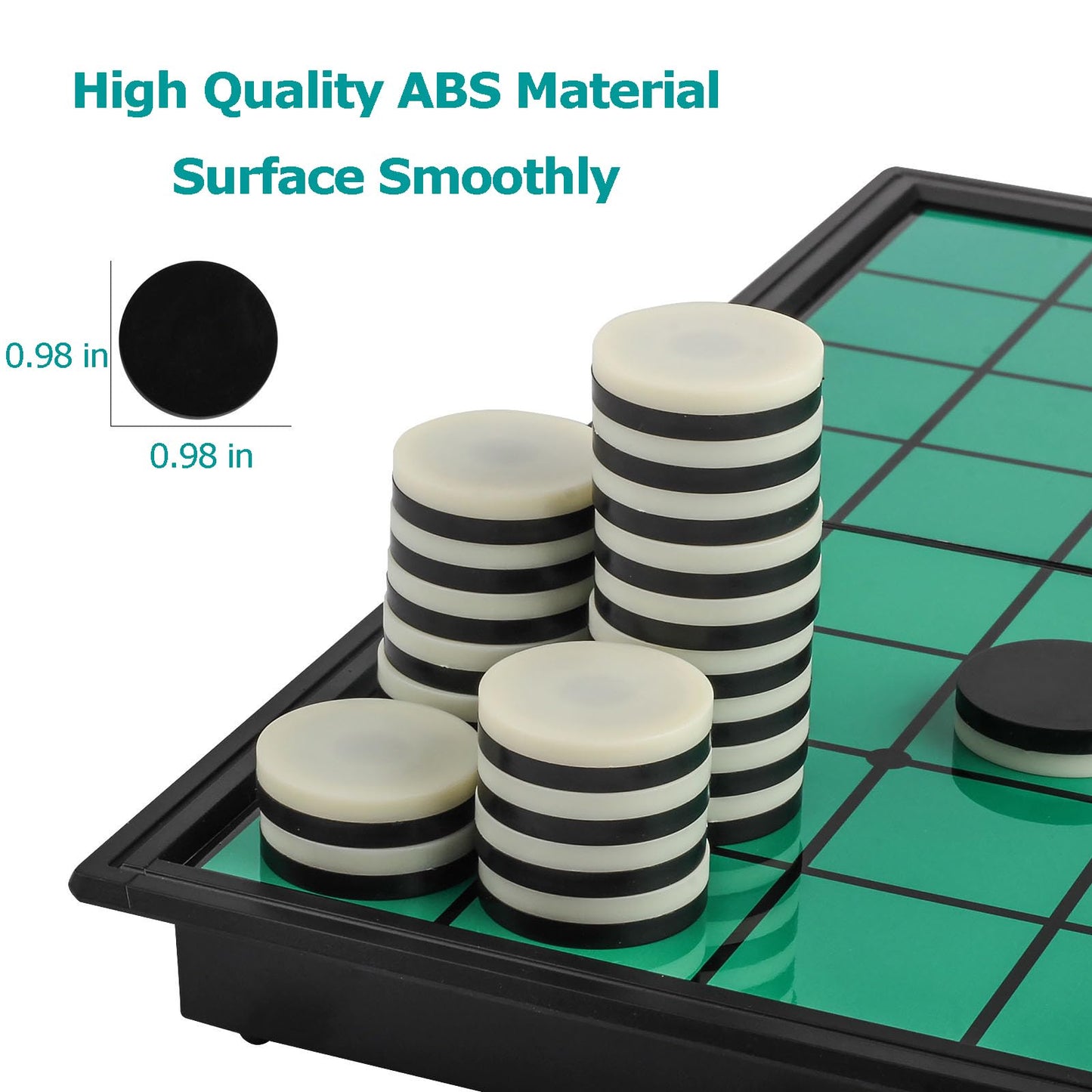 Vikutu Reversi Game - Portable 9.7" Folding Board with Extra Storage Box - Plastic
