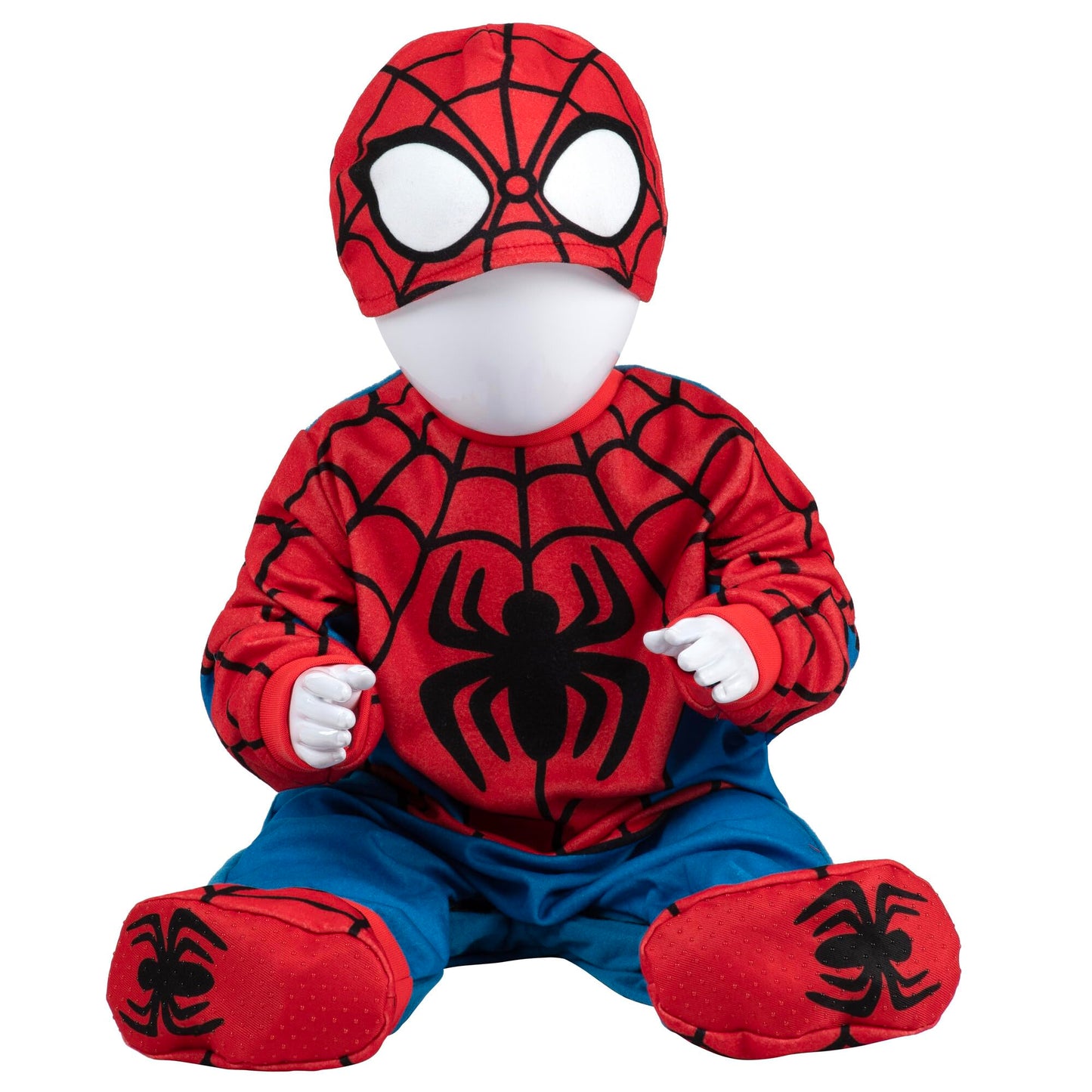 Marvel Spider-Man Official Infant Deluxe Costume - Premium Quality Minky Fabric And Non-Slip Grip Booties (0-6M)