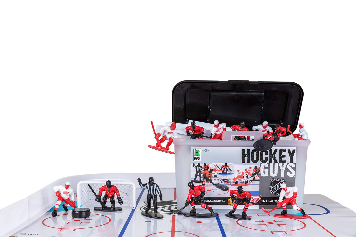 Kaskey Kids NHL Hockey Guys, Blackhawks vs. Red Wings, 27 Pieces in Each Set, Includes 2 Teams and Travel Storage Case, Nostalgi