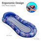 Mesh Bottom Pool Float For Adults - Inflatable Raft Water Lounger Recliner For Swimming Pool With Built-In Headrest (Tropical Blue)