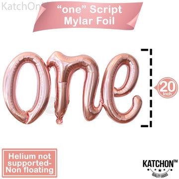 Katchon, Rose Gold One Balloons For 1St Birthday - 20 Inch | One Foil Balloon Letters For One Sweet Peach Birthday Decorations | One Year Old Birthday Decorations, First Birthday Decorations For Girl