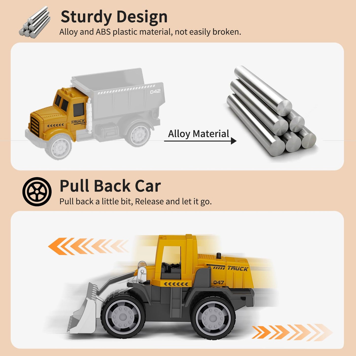 Play Construction Sand Kit,2.2lbs Magic Sand,8 Alloy Construction Vehicles,1 Inflatable Sandbox,8 Worker Figures and Road Signs,