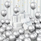 Jobkoo 60Pcs Metallic Silver Balloons 5Inch Shiny Chrome Silver Balloon Silver Metallic Party Balloons Small Silver Chrome Heliu