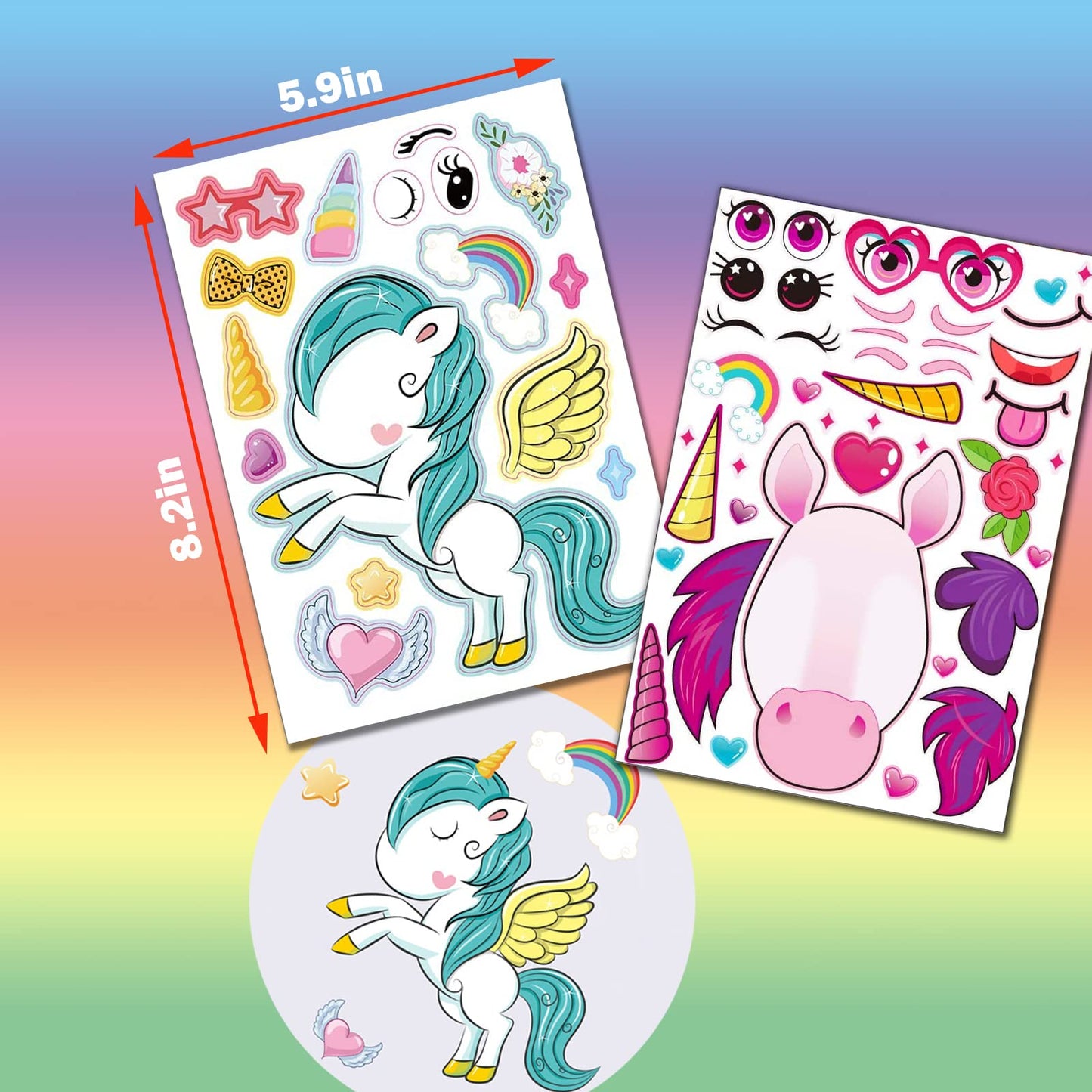 24 Sheets Unicorn Stickers Make A Face Stickers For Kids Diy Unicorn Sticker Sheet For Girls Children Unicorn Birthday Party Favors Exchange Gifts