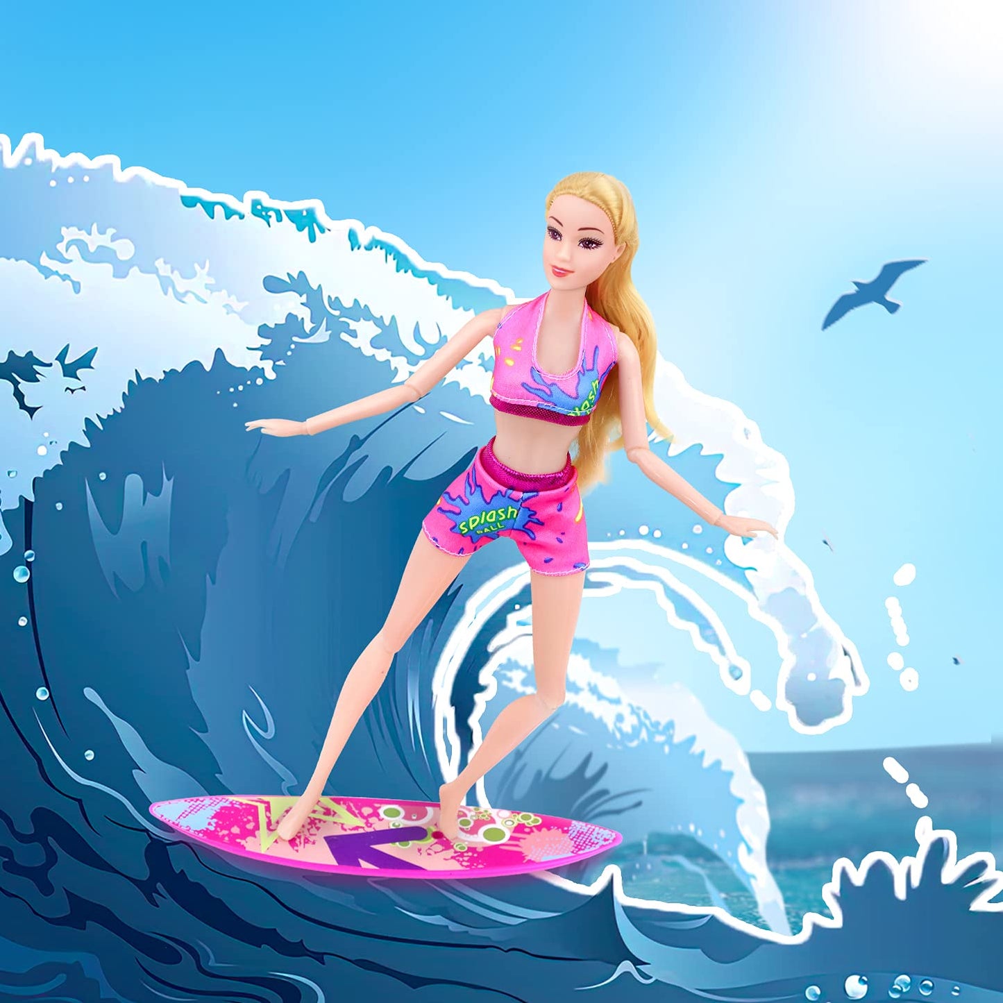 Ecore Fun 35 Pcs Doll Clothes Swimwear Beach Bathing Kit Including 10 Bikini Swimsuit 2 Swimming Ring 4 Fashion Glasses 10 Pairs Shoes 1 Surf Skateboard 8 Doll Accessories For 11.5 Inch Doll