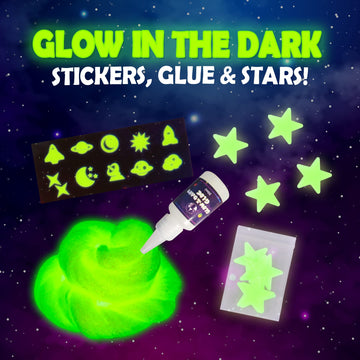 Original Stationery Galaxy Slime Kit - Glow in The Dark Stickers & Glitter Powder - Fun Slime Maker Set for Girls 8-12, Model OSGSK-0173