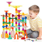 Marble Run, 166Pcs Marble Maze Building Block Toys For Kids, Stem Learning Toys Marble Track Race Set With 30 Glow In The Dark Glass Marbles Birthday Gift Toys For Boys & Girls Aged 3-12
