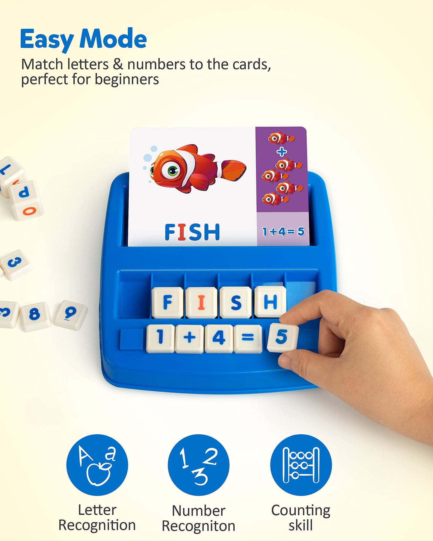 Coogam Matching Letter Game, Alphabet Spelling Reading Flash Cards, Math Number Words Puzzle Montessori Early Learning Educational Gift Toys For 3 4 5 Year Old Kids