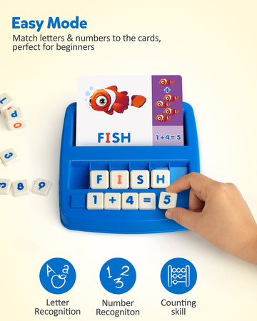 Coogam Matching Letter Game, Alphabet Spelling Reading Flash Cards, Math Number Words Puzzle Montessori Early Learning Educational Gift Toys For 3 4 5 Year Old Kids