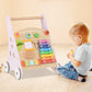 Infans Wooden Baby Walker, Montessori Walker With Multiple Activity Toys, Storage, Push Walker Toys For Infant Learning To Walk,