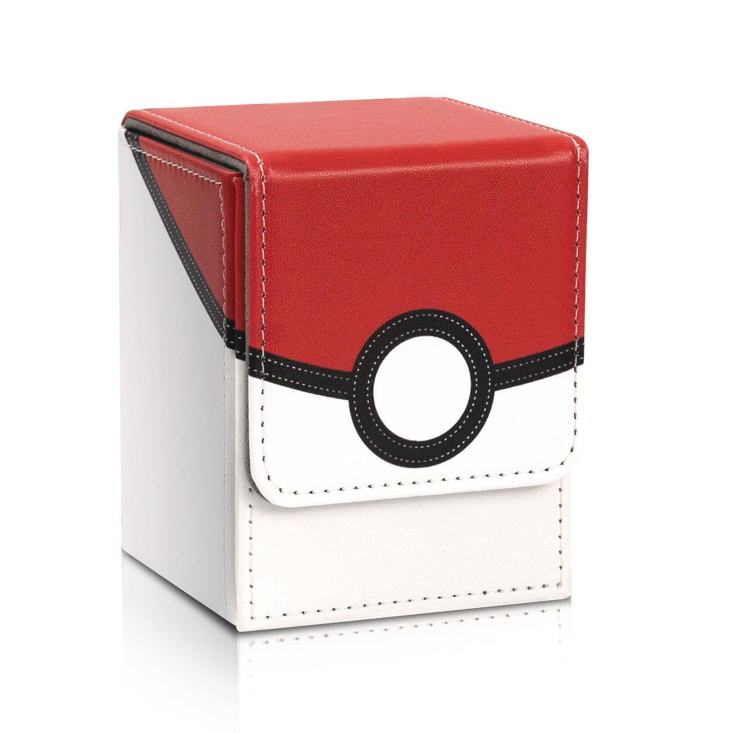Collectible Trading Card Cases, Card Deck Box Storage Box Case Magnetic Deck Box Card Holder ,Can Hold Around 100 Cards(Red-Whit