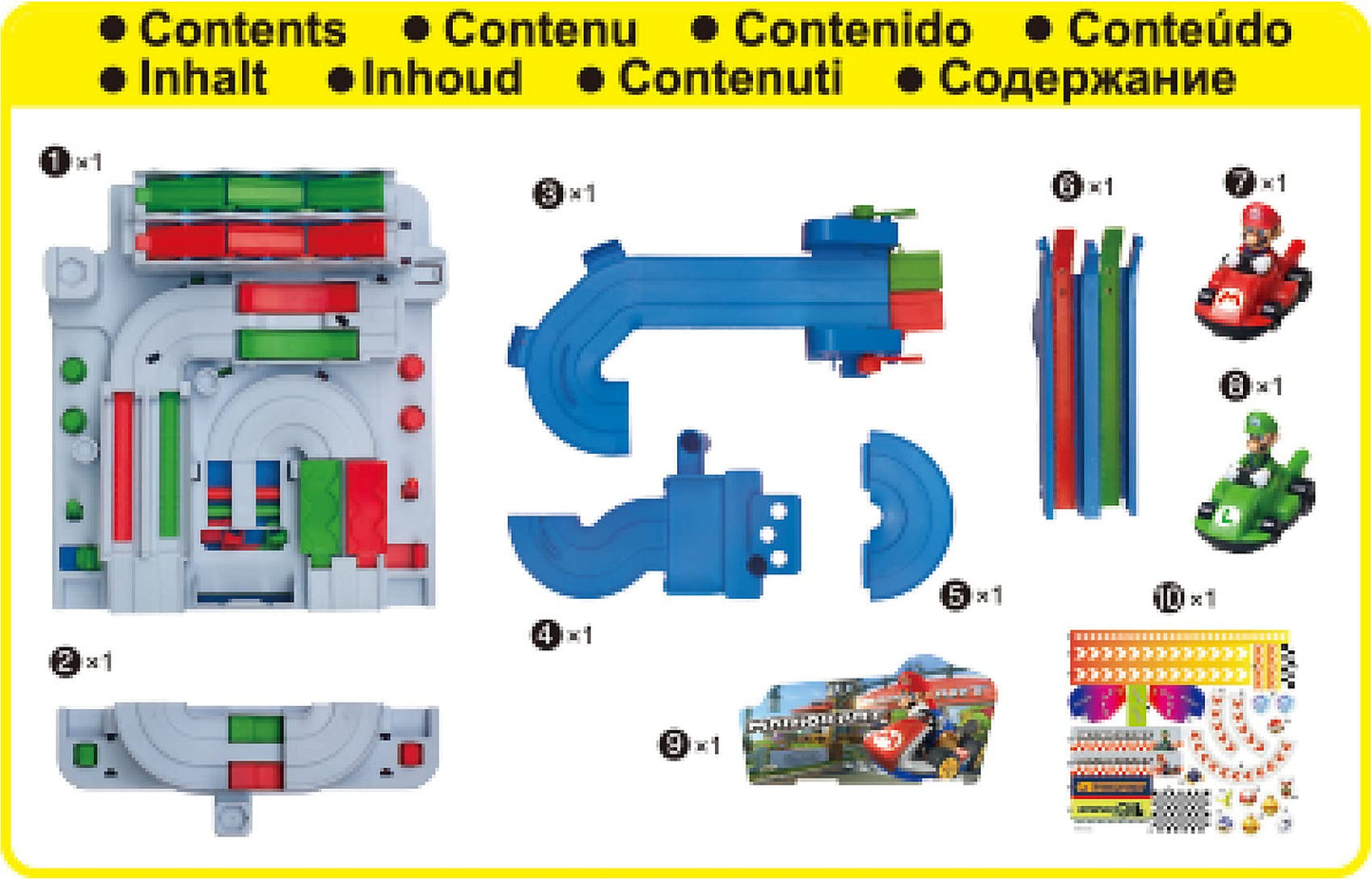 EPOCH Games Mario Kart Racing Deluxe - Obstacle Course with Mario & Luigi Figures, Ages 5+, Multi, Model 7390, Plastic