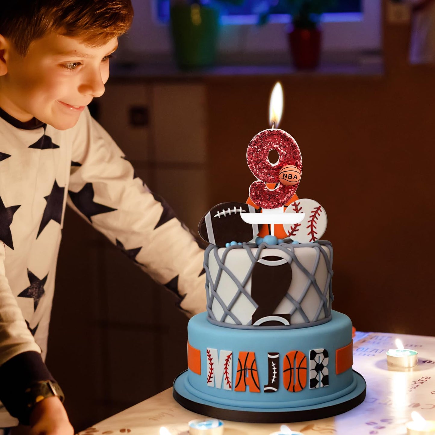 iNINGER Birthday Candle Number 13 Red NBA Birthday Cake Candle with Red Basketball Birthday Candle 13th,Birthday Party Kids Adul