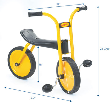 Myrider Toddler Trike, Kids Tricycle For Preschool, Daycare, Playground Kids Tricycles, Rubber Tires, Yellow/Black, 12'' Bike