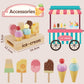 HERSITY Wooden Ice Cream Stand for Kids, Ice Cream Popsicle Toy Pretend Play Food Kitchen Accessories Playset Ice Lolly Shop Gam