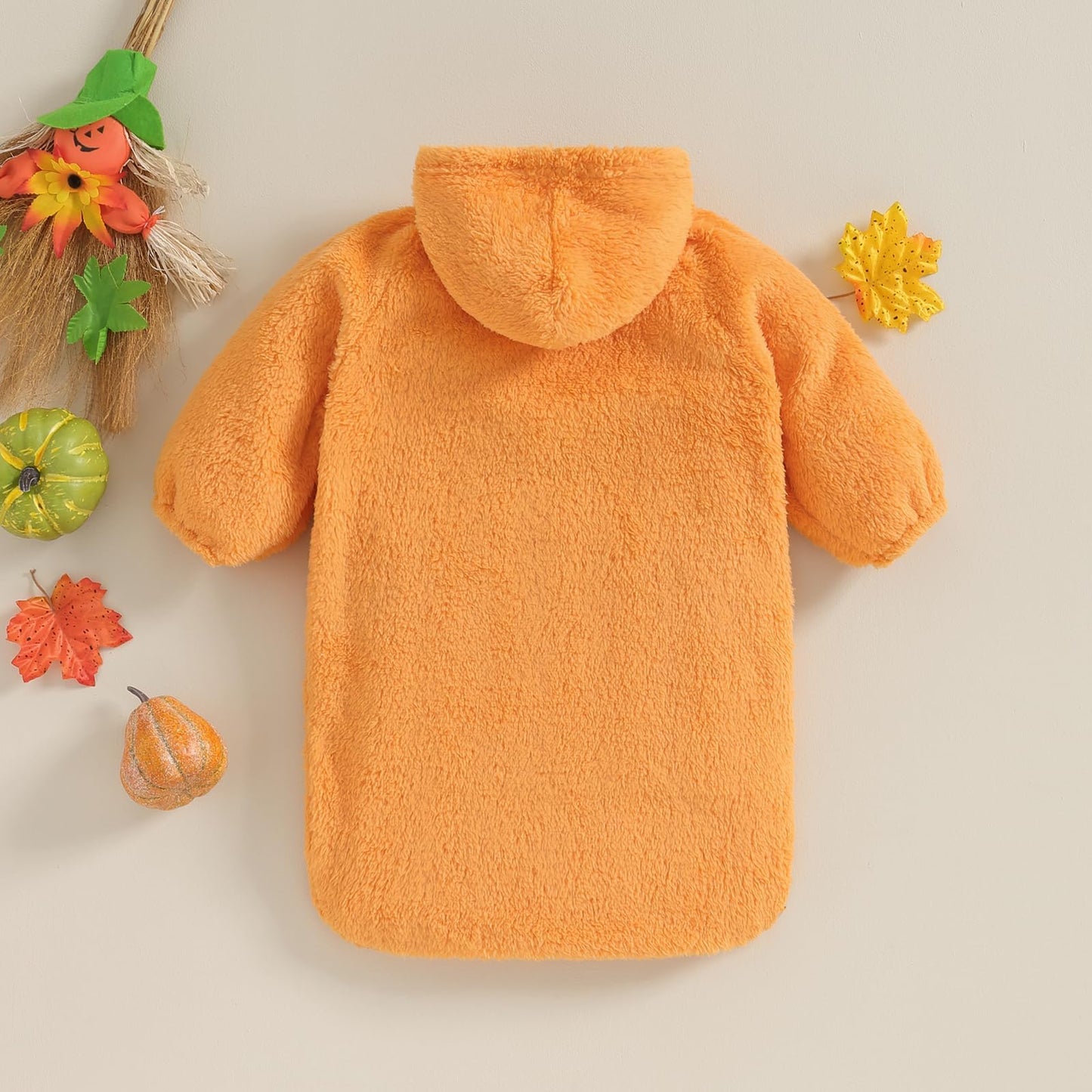 Boibokoko Baby Girl Boy Halloween Costumes Ghost Long Sleeve Hoodie Romper Jumpsuit Cute Baby Halloween Outfit (Orange, 0-3 Mont