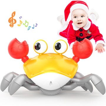 Yeaye Crawling Crab Baby Toys Infant - Tummy Time Toy Gifts For 3 4 5 6 7 8 9 10 11 12 Boy Girl With Learning Crawl System Music For 0-6 6-12 12-18 36 Months Walking Toddler Birthday Gift(Orange)