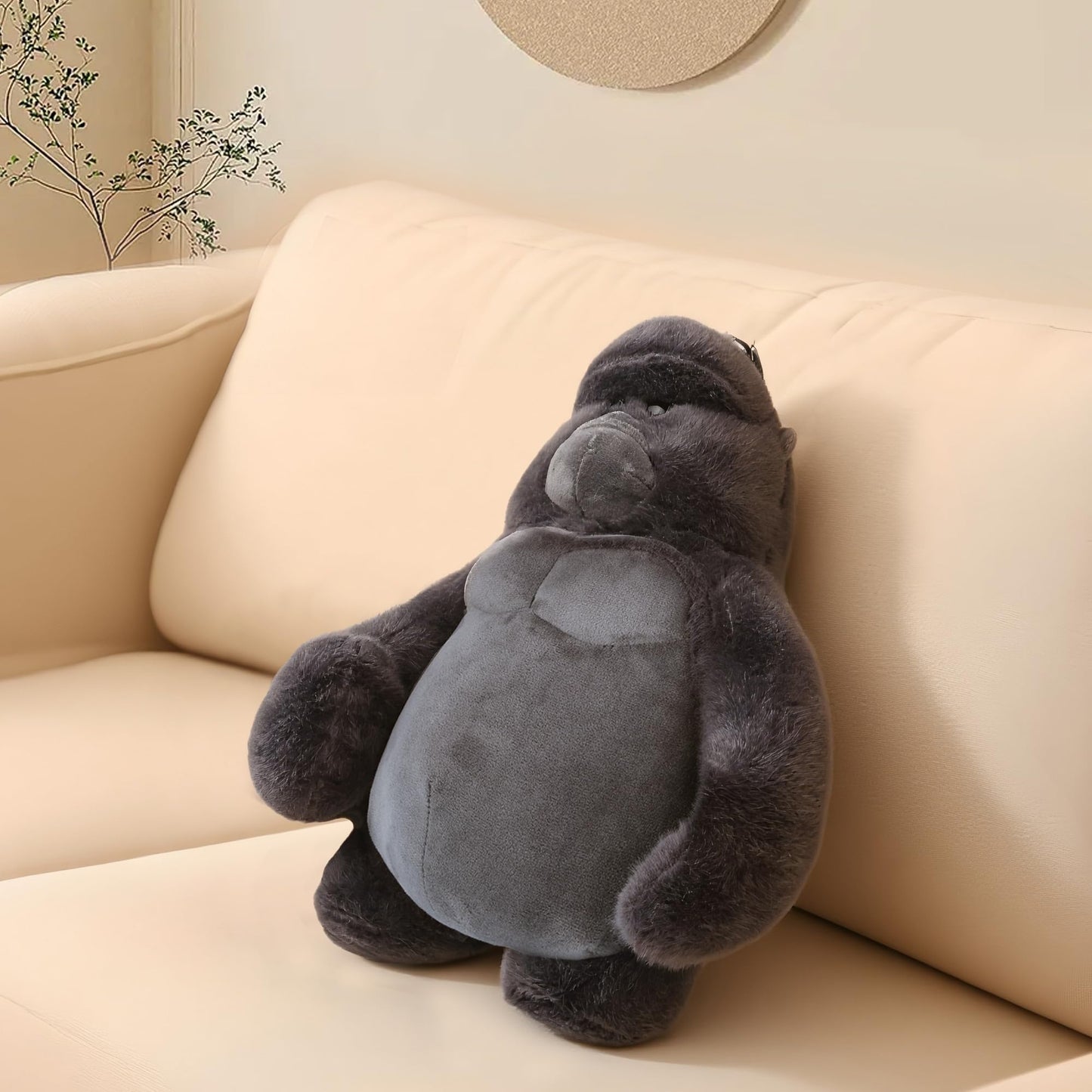 Comnonage Stuffed Animal Gorilla - 15 Inch Plush Toy, Soft Cotton, Black, Model QC-P, Ideal Gift for Kids and Room Decoration