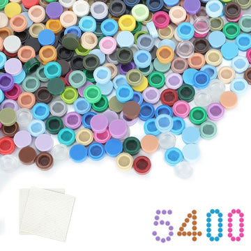 Etarnfly 5400Pcs Pixel Bricks, 1X1 Round Plates - 54 Colors Building Blocks Parts And Pieces With 2 Pack 10   X10    White Peel-