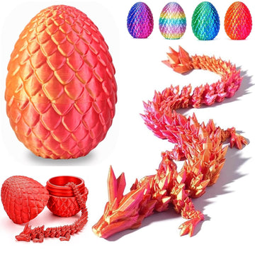 Dragon Eggs With Dragon Inside,12Inch Dragon Toy,3D Printed Flexible Desk Figure Decors,Easter Basket Essentials,Fidget Toy For